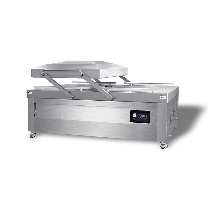 Напольная двухкамерная вакуум-упаковочная машина HVC-1100S/2B (нерж., газ, ОБРЕЗКА, автоподъем крыш)  Hualian - Купить с доставкой по всей России