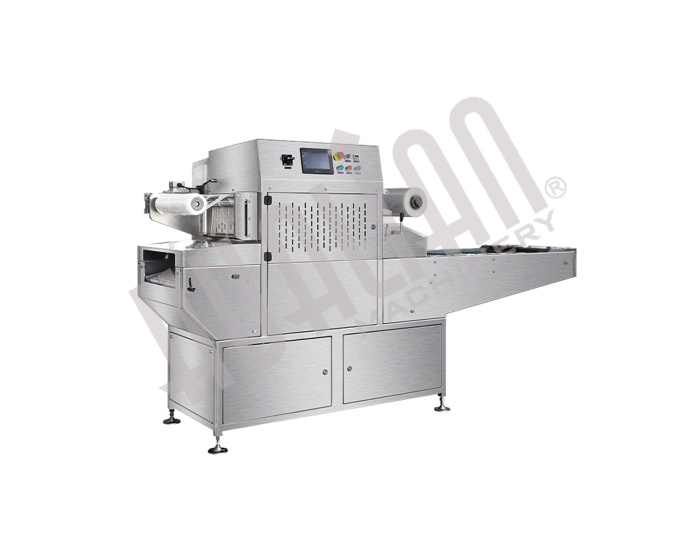 Автоматический конвейерный запайщик лотков с функцией вакуумизации и газации HVT-450A/4 V2 (210*148 нерж., скин, дв. ст. 100м3/ч) Hualian - Купить с доставкой по всей Беларуси