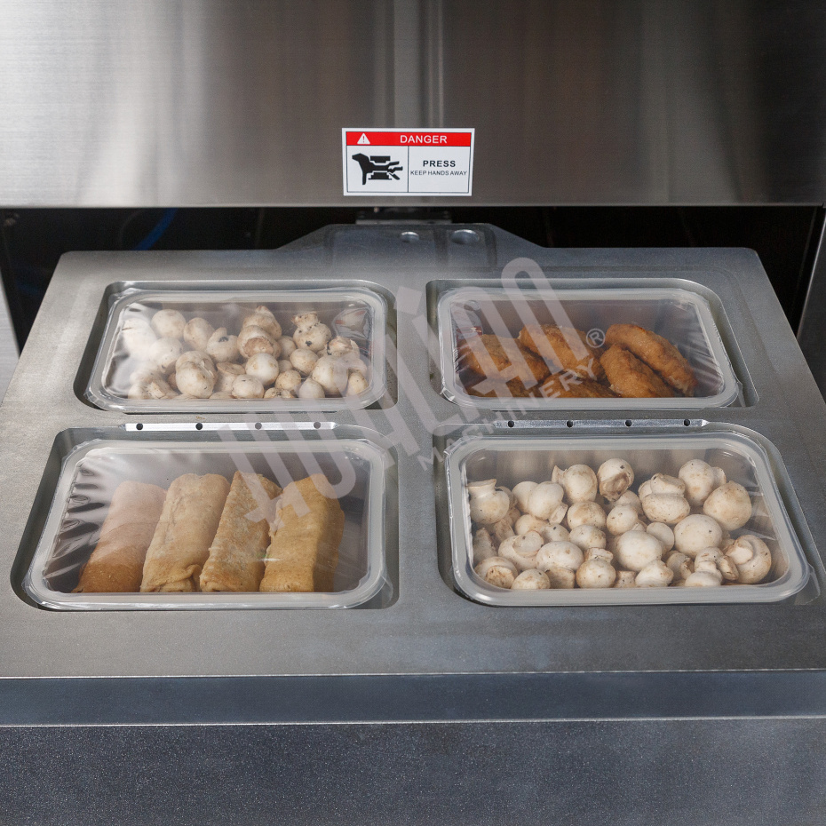 Полуавтоматический запайщик лотков (4 лотка,187*137*40) HVT-550M/4 (нерж., СКИН) Hualian - Купить с доставкой по всей Беларуси