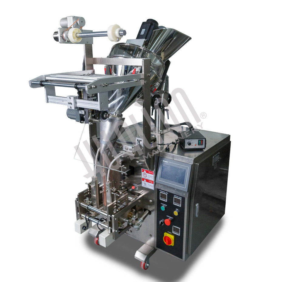 Машина для упаковки трудно-сыпучих продуктов и порошков DXDF-100AX (15-100 мл,4-х шовн., шир.пленки 240 мм, насечка, датер HP-241G, зубчатый нож, шов  Hualian - Купить с доставкой по всей Беларуси