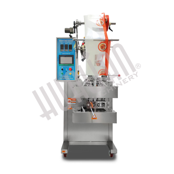 Автоматическая фасовочно-упаковочная машина DXDF-320RH-E (нерж., 4-х шовн. пакет, 15-100 мл, W пленки 240 мм, насечка, зубч. нож) Hualian - Купить с доставкой по всей Беларуси