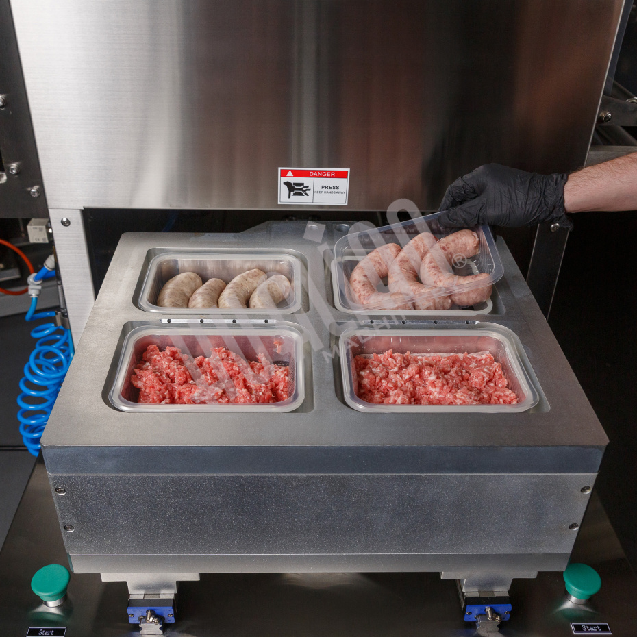 Полуавтоматический запайщик лотков (4 лотка,187*137*40) HVT-550M/4 (нерж., СКИН) Hualian - Купить с доставкой по всей Беларуси