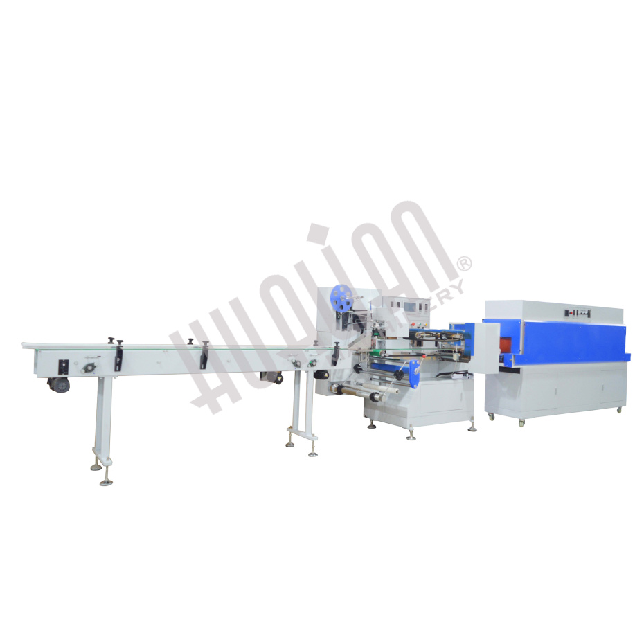 Горизонтальная упаковочная машина DXDZ-590B/180 (3 servo, ПОФ, лент - 200 mm, bag L 150-1000 mm, bag W 30-180 mm, H 30-105 mm) Hualian - Купить с доставкой по всей Беларуси