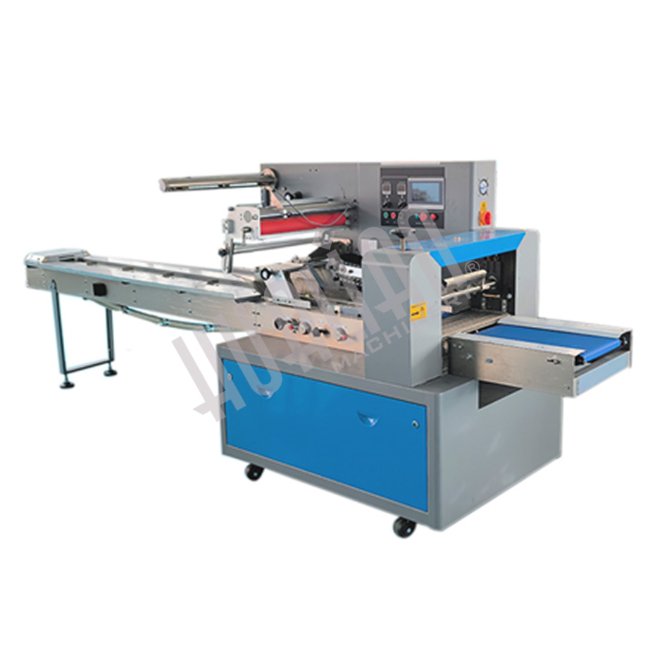 Горизонтальная упаковочная машина DXDZ-600D (3 servo, рег. форм. 100-250 мм, min bag L 150, S 450, H 120, трансп.попереч.запайки) Hualian - Купить с доставкой по всей Беларуси