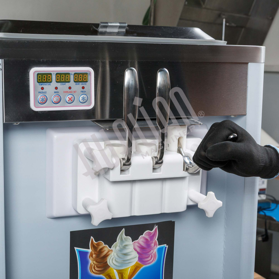 Фризер для мягкого мороженого HIM-03 с функцией ночного хранения и помпой (3 рожка) Hualian - Купить с доставкой по всей Беларуси