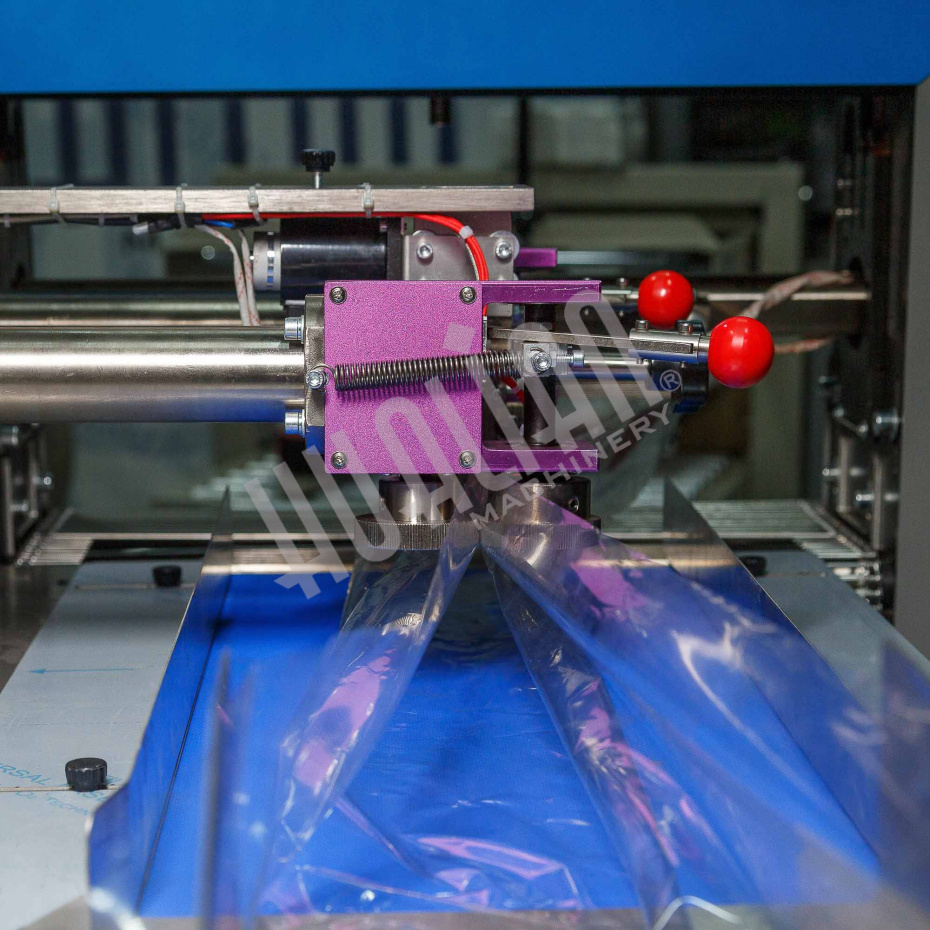 Горизонтальная упаковочная машина DXDZ-600XD (лент. 250 мм, рег.форм., S 400, L 180-500, H-120, трансп.попереч.запайки) Hualian - Купить с доставкой по всей Беларуси