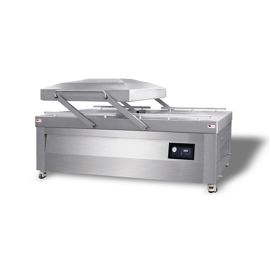 Напольная двухкамерная вакуум-упаковочная машина HVC-1100S/2B (нерж., газ, ОБРЕЗКА, автоподъем крыш)  Hualian - Купить с доставкой по всей России
