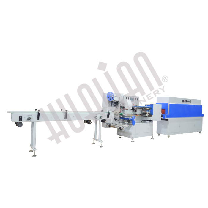 Горизонтальная упаковочная машина DXDZ-590B/180 (3 servo, ПОФ, лент - 200 mm, bag L 150-1000 mm, bag W 30-180 mm, H 30-105 mm) Hualian - Купить с доставкой по всей Беларуси